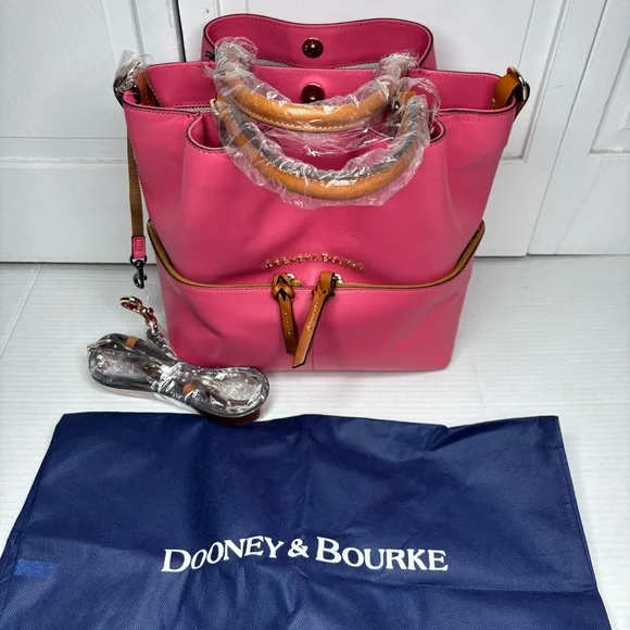 New DOONEY & BOURKE Dawson Leather Bucket Bag in Bubble Gum - Picture 1 of 6